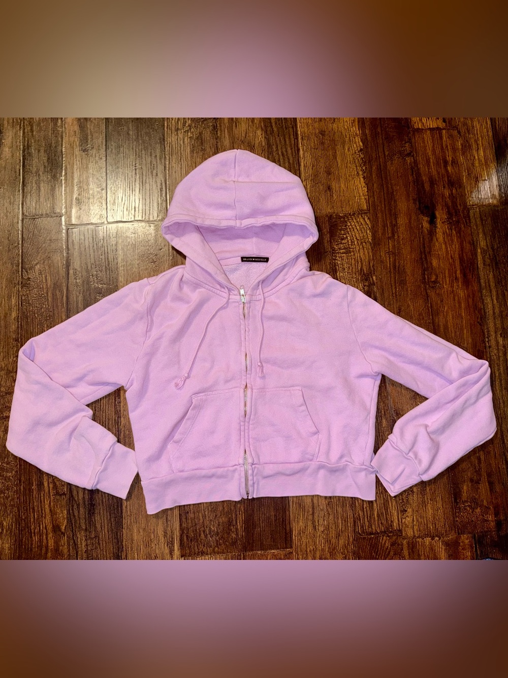 Brandy Melville Purple Cropped Zip Hoodie